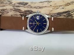Rare Vintage Rolex Oysterdate 6694 Blue Dial Man's Watch