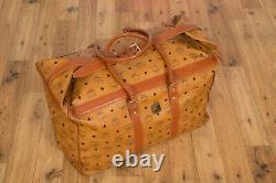Rare oversized vintage MCM tan leather holdall weekend bag travel luggage T1163