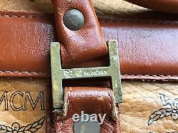 Rare oversized vintage MCM tan leather holdall weekend bag travel luggage T1163