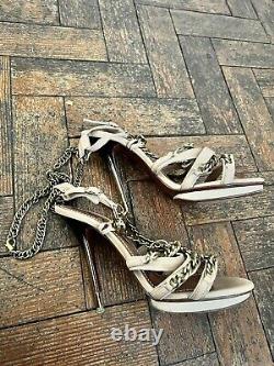 Rare vintage Lanvin gold chain Tan Leather heels size 39