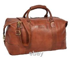 Real Leather Holdall Vintage Tan Luxury Travel Duffle Bag Gym Weekend Cabin Bag
