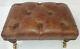 Rectangular Chesterfield Footstool Table 100% Vintage Tan Leather