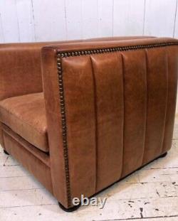 Retro Hotel Club Chair in Distressed Tan Leather