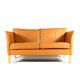 Retro Vintage Danish Tan Leather 2 Love Seat Seater Sofa 1960s Mid Century Oak