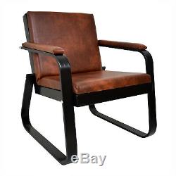 Retro Vintage Distressed Leather Tan Armchair Sofa Accent Chair Cafe Seat Bench