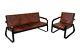 Retro Vintage Distressed Leather Tan Armchair Sofa Accent Chair Seat Bench 3 + 1