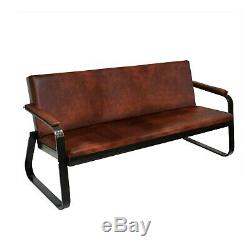 Retro Vintage Distressed Leather Tan Armchair Sofa Accent Chair Seat Bench 3 + 1
