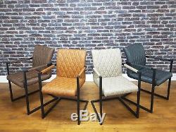 Padded PU Leather Cantilever Industrial Dining Carver Side Chairs Antique Chair