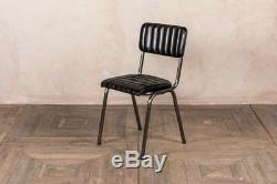 Ribbed Leather Dining Chairs Vintage Style Leather Chairs Gunmetal Frame Chair