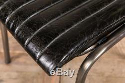 Ribbed Leather Dining Chairs Vintage Style Leather Chairs Gunmetal Frame Chair