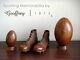 Rugby ball set Vintage Tan Leather Rugby balls, Shoes & Wooden bases Retro