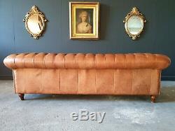 SUPERB! Chesterfield Leather Vintage 3 Seater Club Tan Brown Sofa DELIVERY