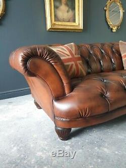 SUPERB Tetrad Oskar Chesterfield Tan Brown Leather Vintage 3 Seater Sofa