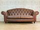 SUPERB Vintage 2-3 Seater Chesterfield Sofa Tan Brown Leather £65 DELIVERY