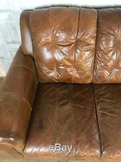 SUPERB Vintage 3 Seater Chesterfield Sofa Tan Brown Leather £80 DELIVERY