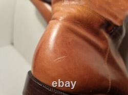 Salvatore Ferragamo Tan Brown Leather Tall Flats Vintage Boots Us9.5 Uk 7