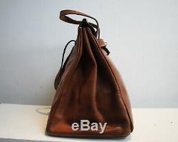 Scapa of Scotland Tan Leather Tote Birkin Bag Vintage Brian Redding Large Rare