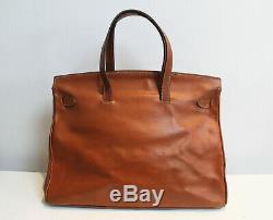 Scapa of Scotland Tan Leather Tote Birkin Bag Vintage Brian Redding Large Rare