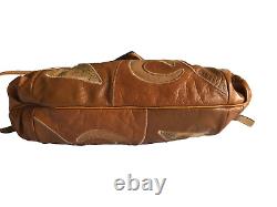 Sharif Vintage Tan Leather & Croc Embossed Handbag 1980's13x7