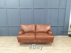 Splendid Vintage Lynden Chesterfield Tan Distressed Real Leather Cottage Sofa