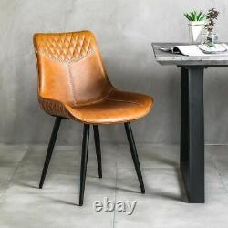Stanton Vintage Tan Brown Faux Leather Dining Chair- Dining Chair- STANTON-TAN