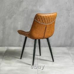 Stanton Vintage Tan Brown Faux Leather Dining Chair- Dining Chair- STANTON-TAN