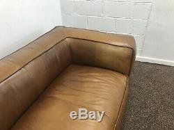 Stratford Large 4 Seater Vintage Leather Sofa In Tan/brown Rrp £1999.99
