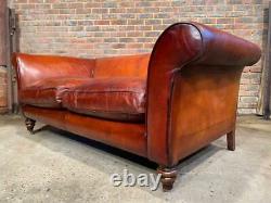 Stunning Vintage Deep Seated Club Lounge Leather Sofa