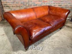 Stunning Vintage Deep Seated Club Lounge Leather Sofa