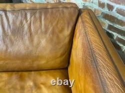 Stylish Vintage Danish 1970 Tan Coloured Two seater Mogensen Style Leather Sofa