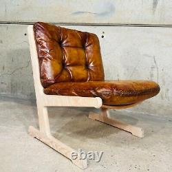 Super Stylish Danish Vintage Cado Lounge Chair Light Beech and Tan Leather #927