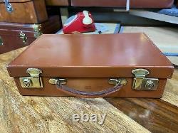 Superb Vintage Honey Tan Leather Fitted A4 Document Attache Briefcase Suitcase
