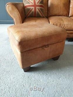 Superb Vintage tan 4 Seater Leather Corner Sofa Delivery Available