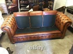 Superior Quality Vintage Antique Tan Leather Chesterfield 3 Seater Sofa