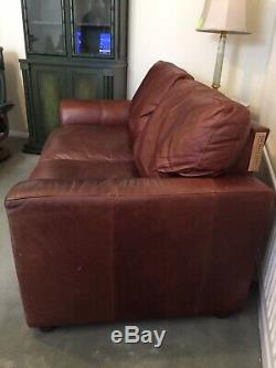 THE VINTAGE TANNING Co. CHESTNUT BROWN ANILINE LEATHER 2-3 SEATER SOFA BY HALO