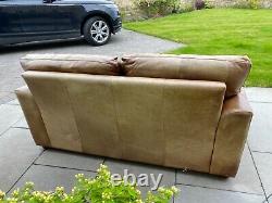 THE VINTAGE TANNING Co. CHESTNUT BROWN ANILINE LEATHER 3 SEATER SOFA BY HALO