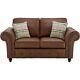 Tan Brown High Quality Vintage Leather 2 or 3 Seater Sofa Set Deslit Oakland