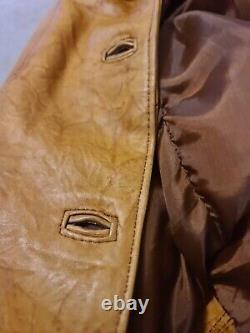 Tan Genuine Leather Vintage Look Blazer Jacket Size 14 By Sojacuir