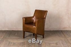 Tan Leather Antique Style Armchair Vintage Style Dining Chair Kempton