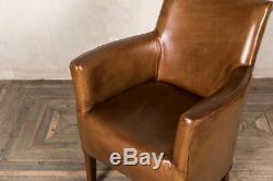 Tan Leather Antique Style Armchair Vintage Style Dining Chair Kempton