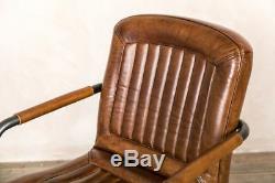 Tan Leather Chair Carver Or Side Chair Modern Dining Seating Vintage Style