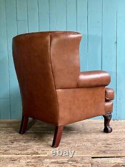 Tan Leather Tetrad Blake Armchair Buttoned Back Chesterfield Wing Back DELIVERY
