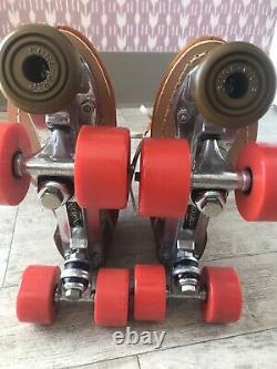 Tan Suede Roller Skates Riedell Vintage 130L M Sz 9 W 10 Fully Restored