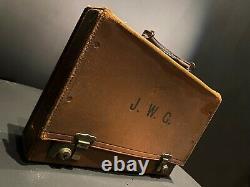 Tan Vintage Leather Executive Briefcase / Case Brass Fittings Black Interior