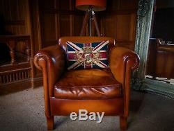 Tetrad Camford John Lewis Antique Tan Brown Leather Chesterfield Club Tub Chair