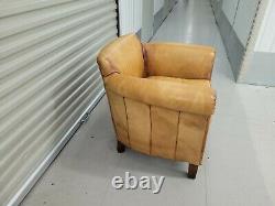 Tetrad For John Lewis'camford' Tan/brown Leather Tub Chair Vintage Style