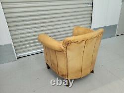 Tetrad For John Lewis'camford' Tan/brown Leather Tub Chair Vintage Style