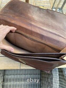 The Bridge vintage tan brown leather briefcase document/sheet music case