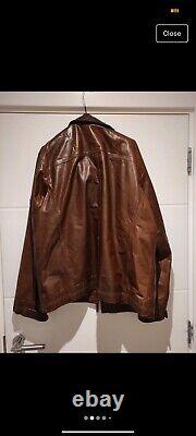 Timberland Leather Jacket XXL Tan Brown Vintage Coat Mens Used Good Heavy Trend