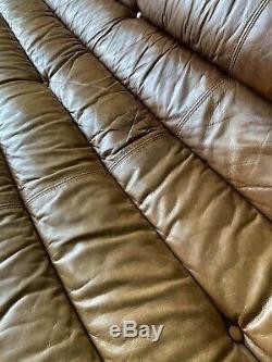 Timothy Oulton Halo Tan Leather Vintage Savage 4 Seater Sofa CAN DELIVER